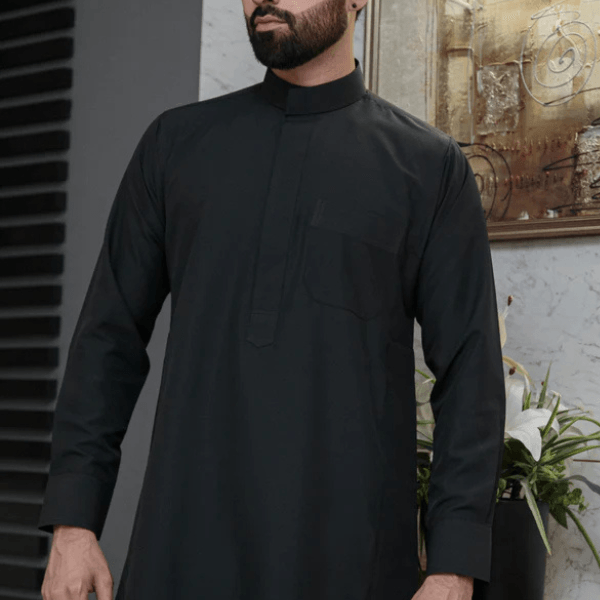 Plain Black Saudi Thobes - alternate
