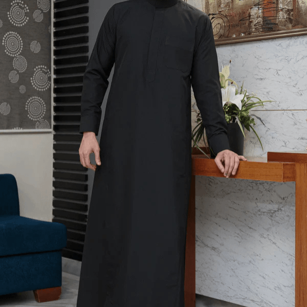 Plain Black Saudi Thobes